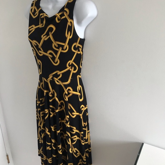 Isaac Mizrahi Gold Chain Black Fit and Flare Dress - Picture 7 of 16